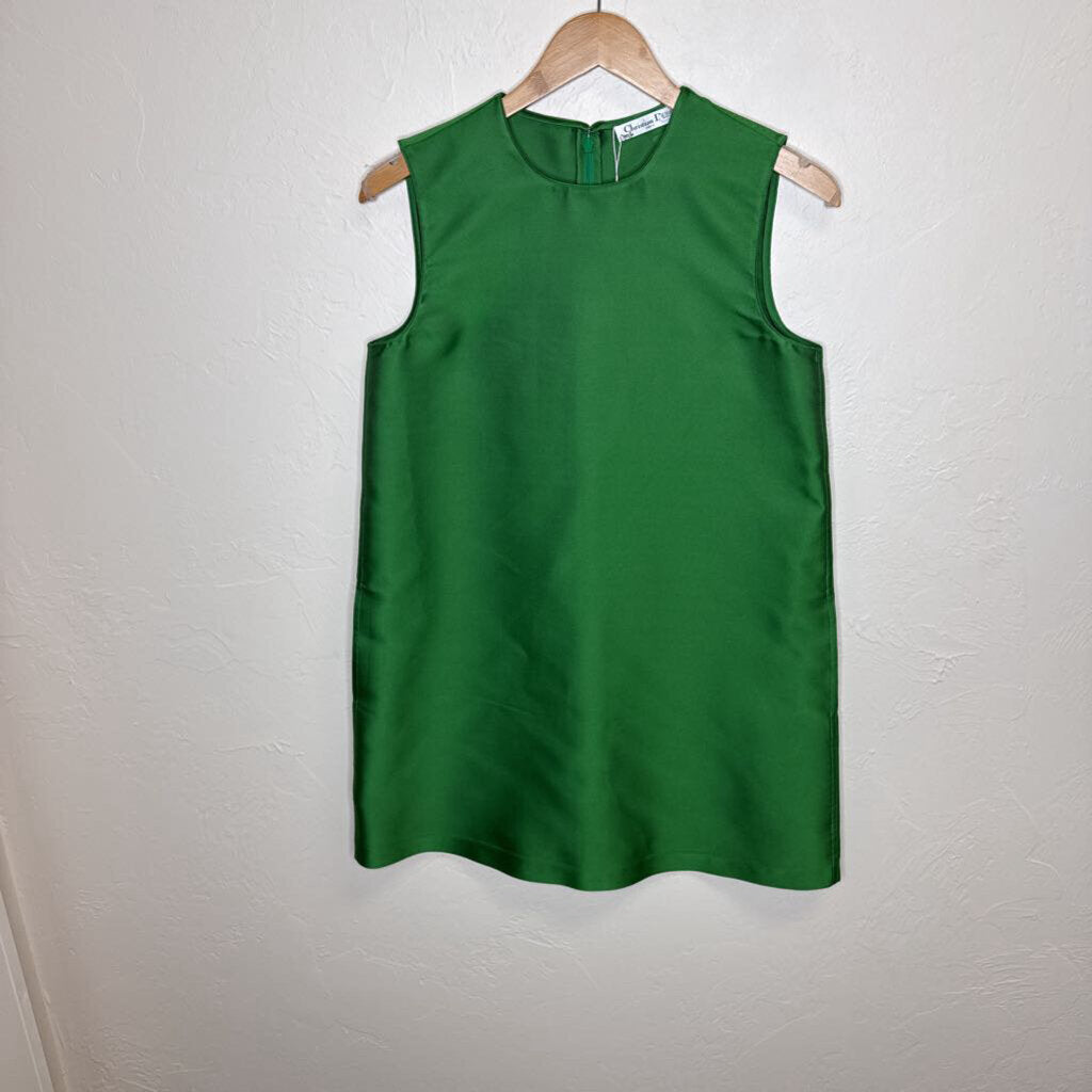 Green Silk Satin Shift Dress