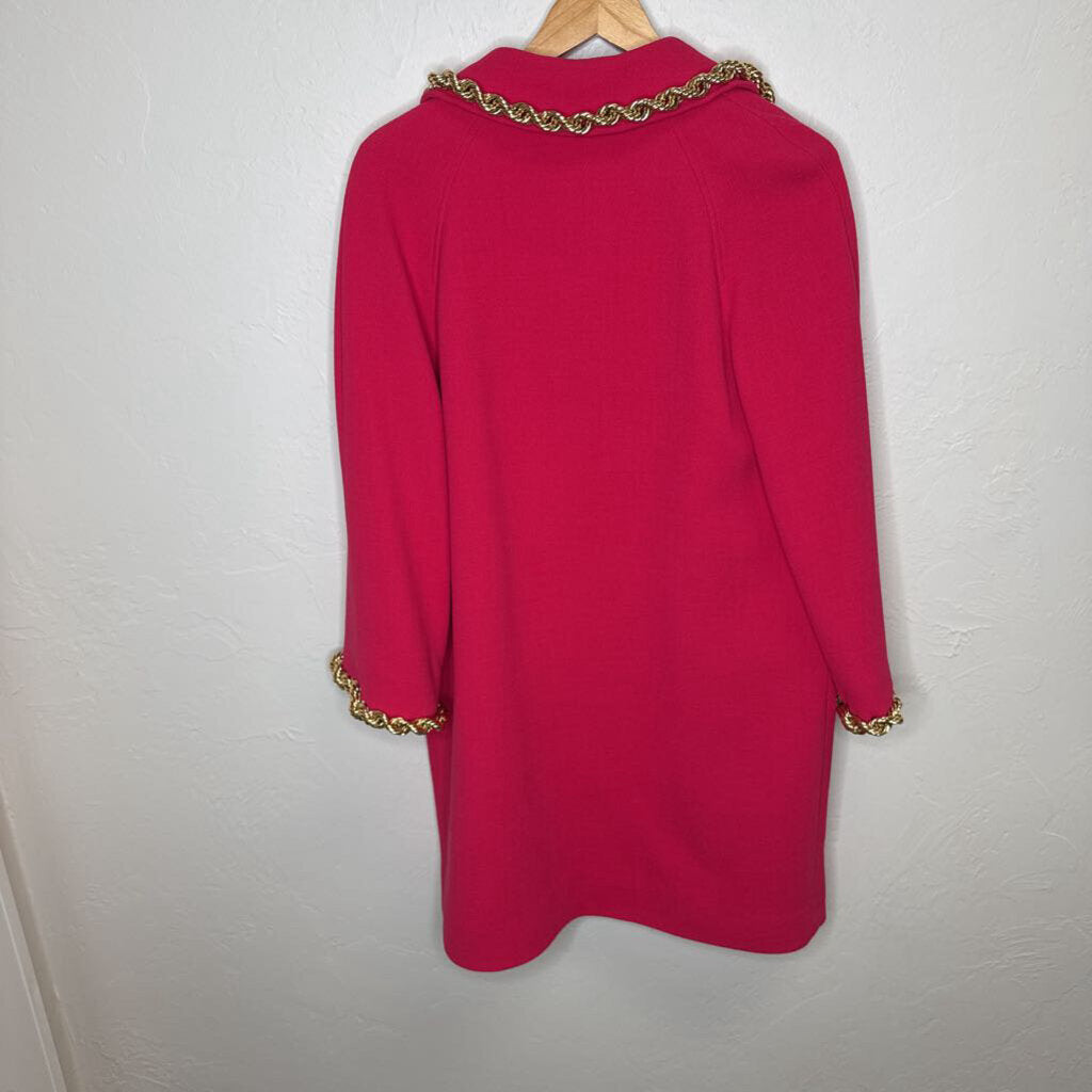 Moschino Couture Pink Coat with Gold Chain Detail