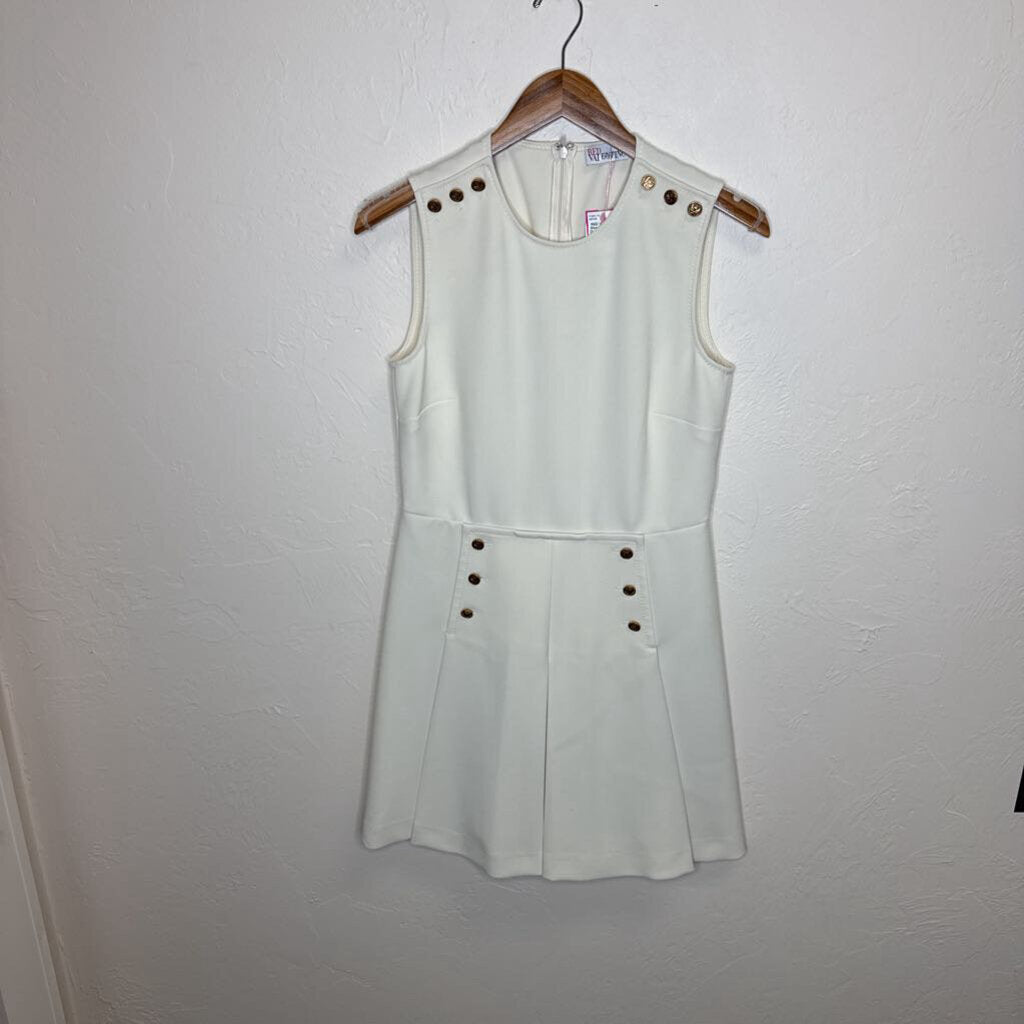 Sleeveless Sheath Dres w/ Gold Tone Buttons