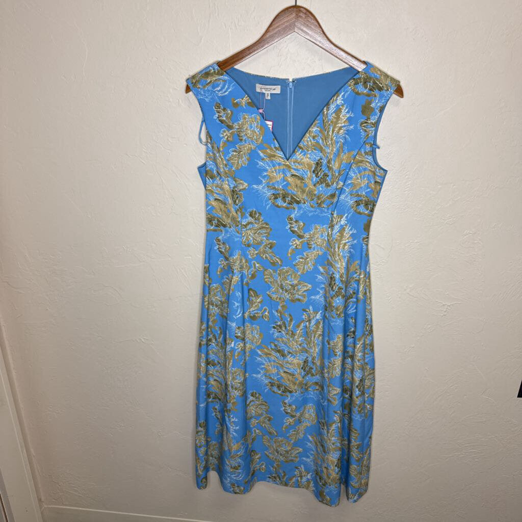 Portrait Neck Tulip Midi Dress w/ Floral Print