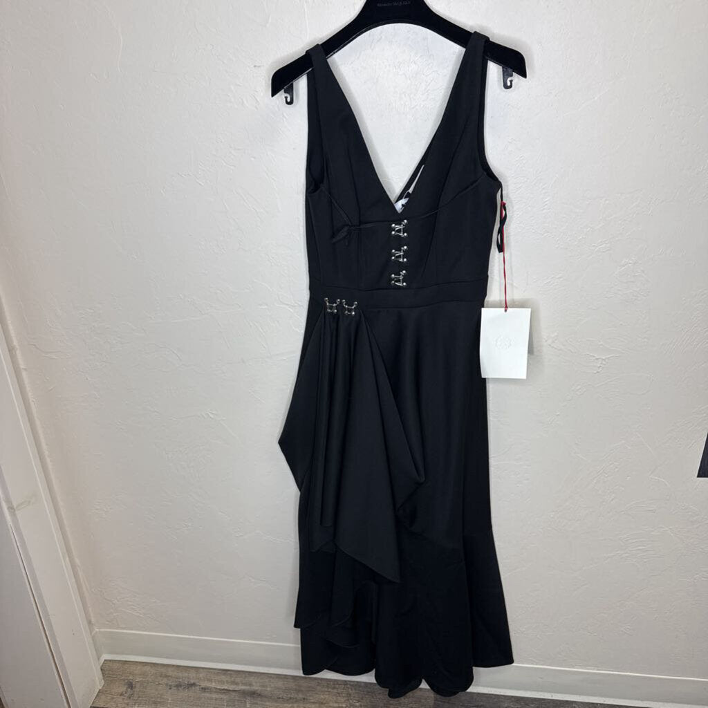 Black Assymetrical Dress with Hooks NWT