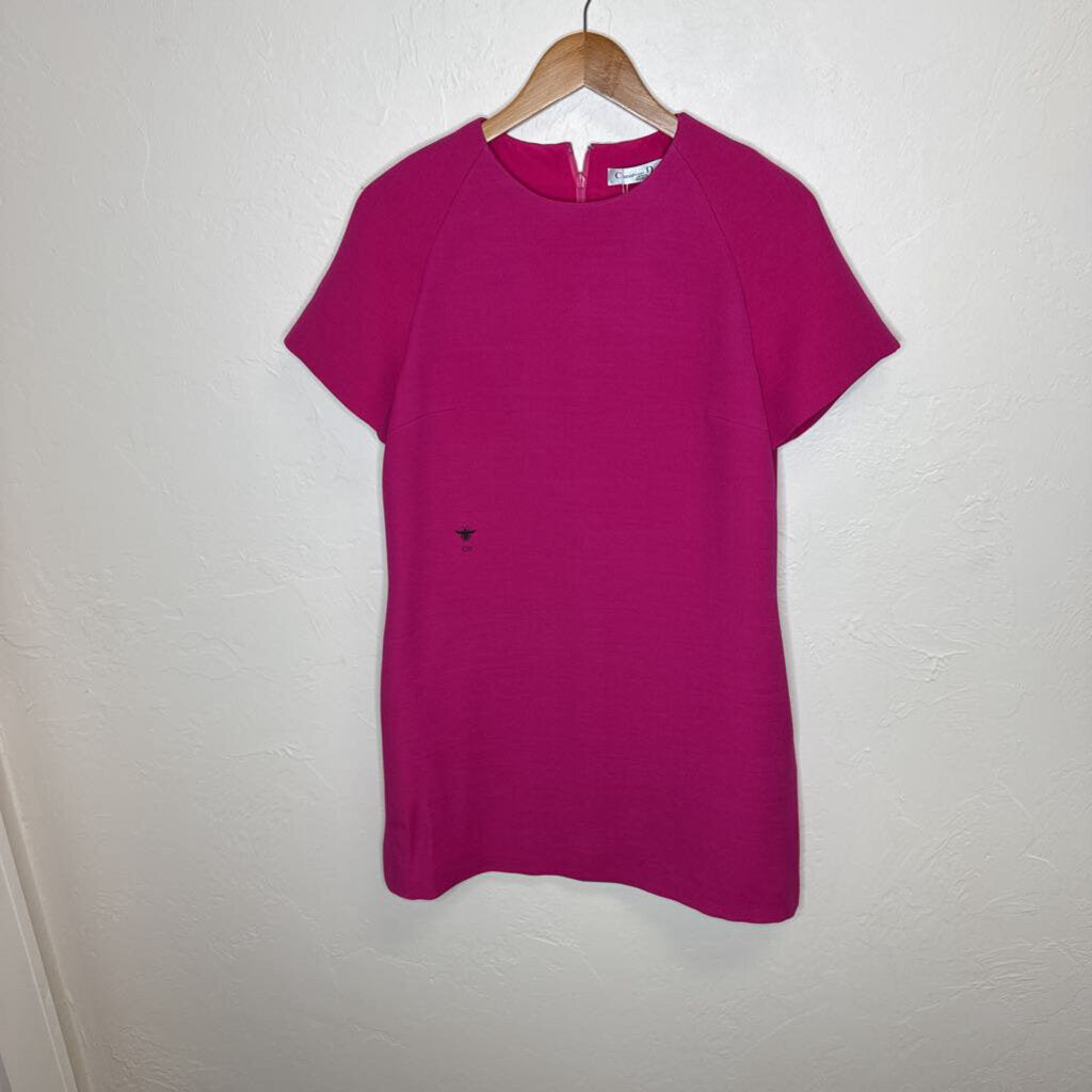 Pink Wool Mini Dress w/ Bee & CD Logo