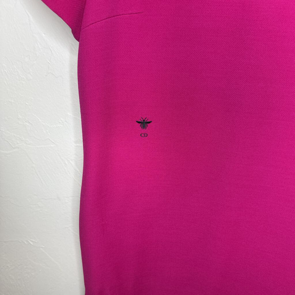 Pink Wool Mini Dress w/ Bee & CD Logo