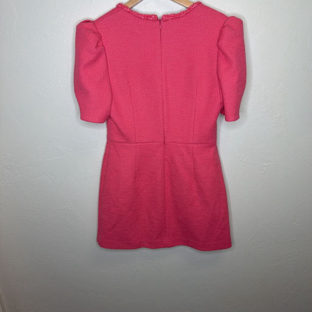 Short Sleeve Tweed Dress w/ Buttons