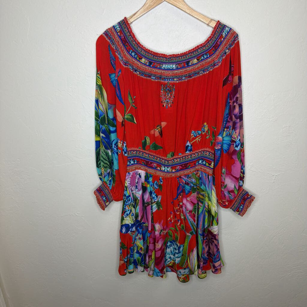 Off Shoulder Floral print with rhinestone embellishment