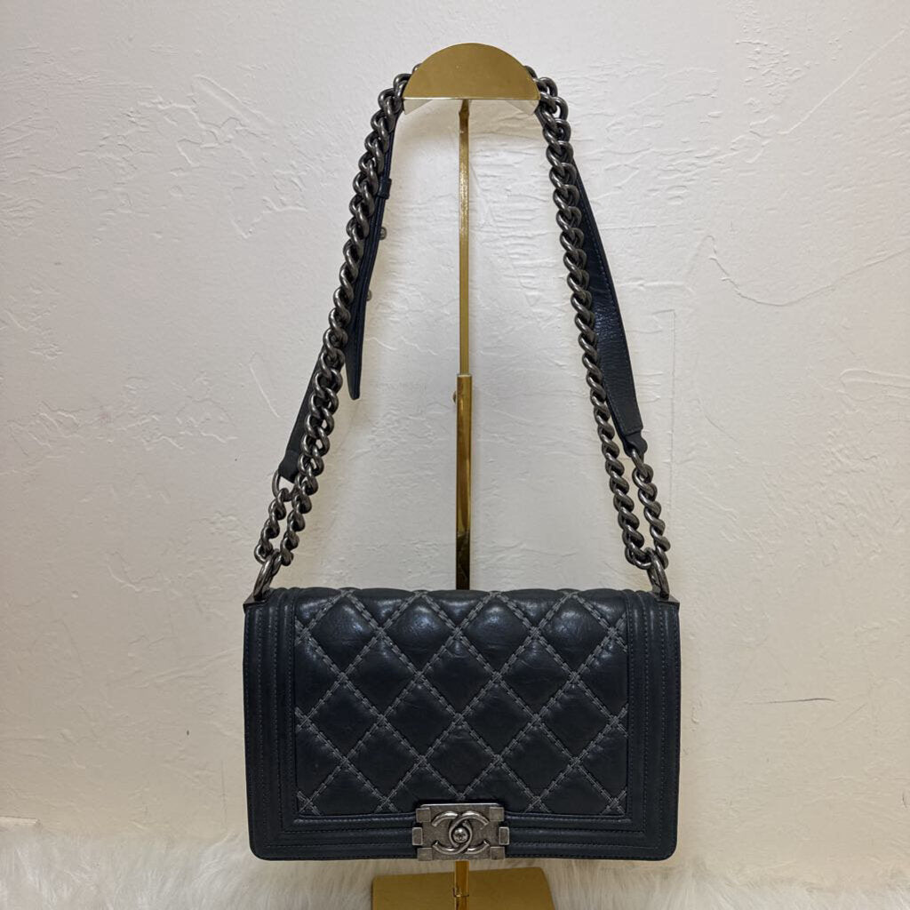 Medium Boy Bag w/ Silver Stitching