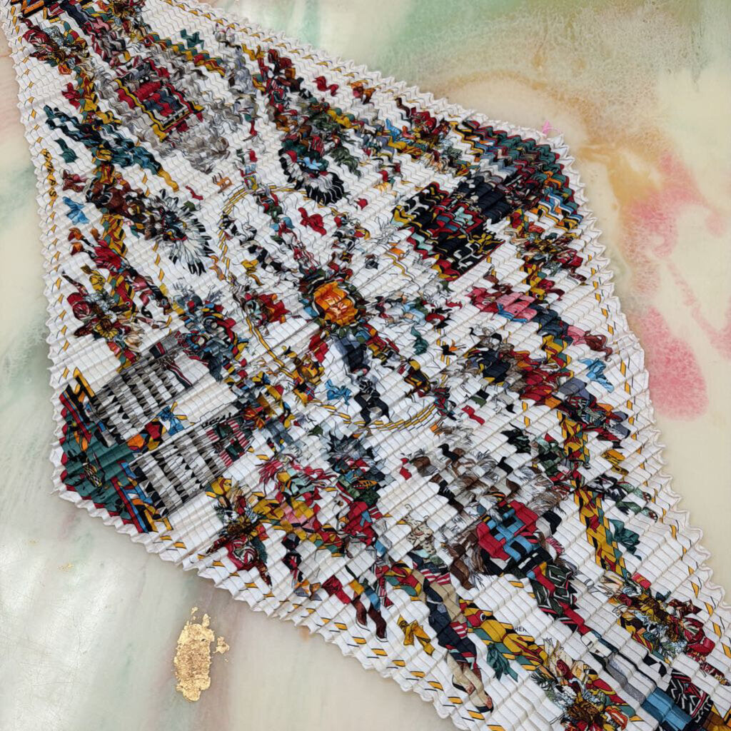 Plisse Silk Scarf