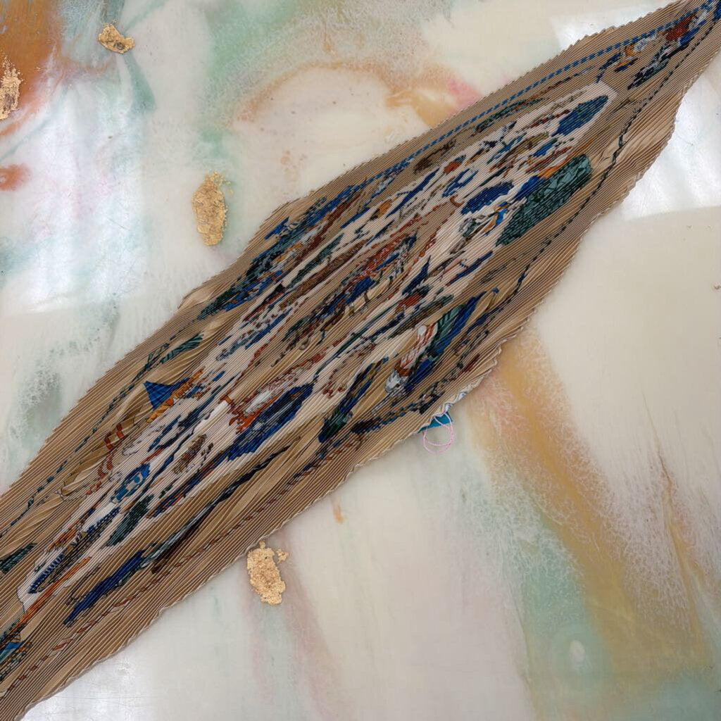 Plisse Silk Scarf