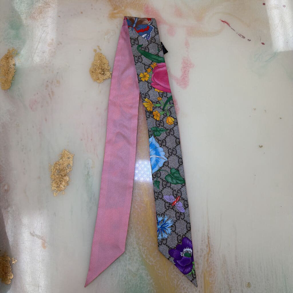 GG Monogram Floral Silk Twill Ribbon