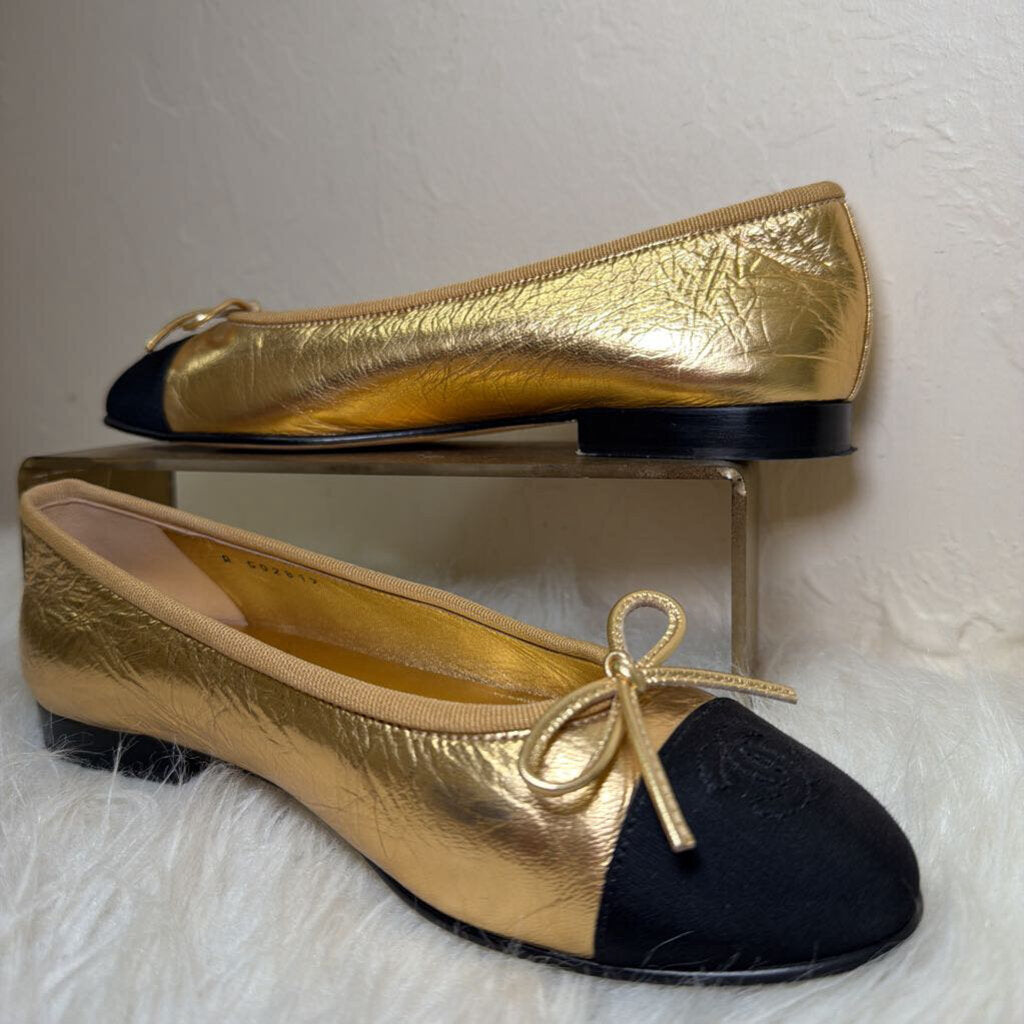 Metallic Crumpled Lambskin Ballet Flats