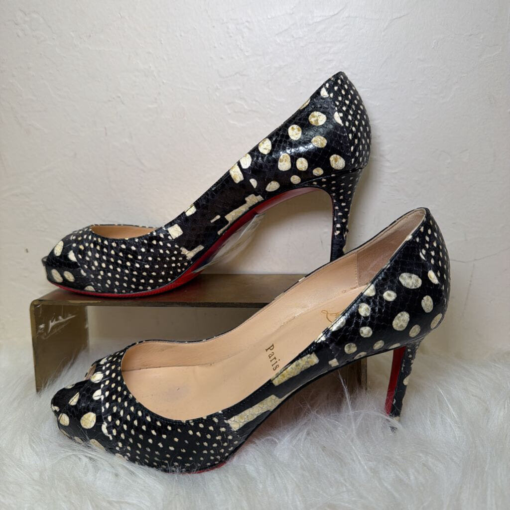 Polka-Dot Watersnake Peep-Toe Pumps