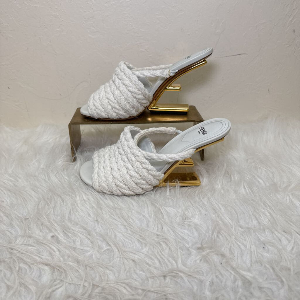 First Cloth Sandal w/ Gold F Heel