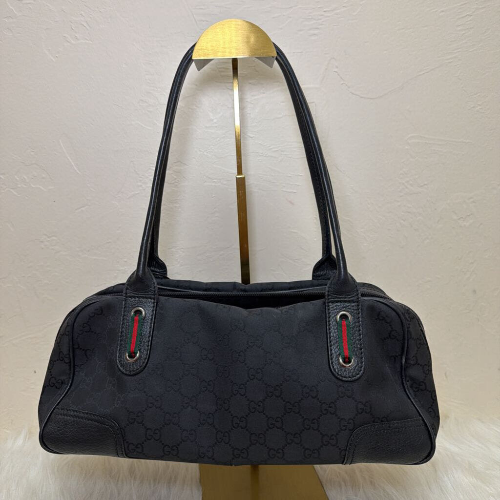 Black GG Monogram Nylon/Canvas Princy Boston Bag