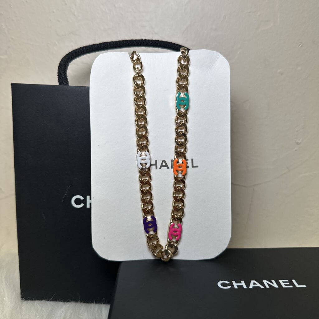 Chanel Colorful Logo Chain Necklace