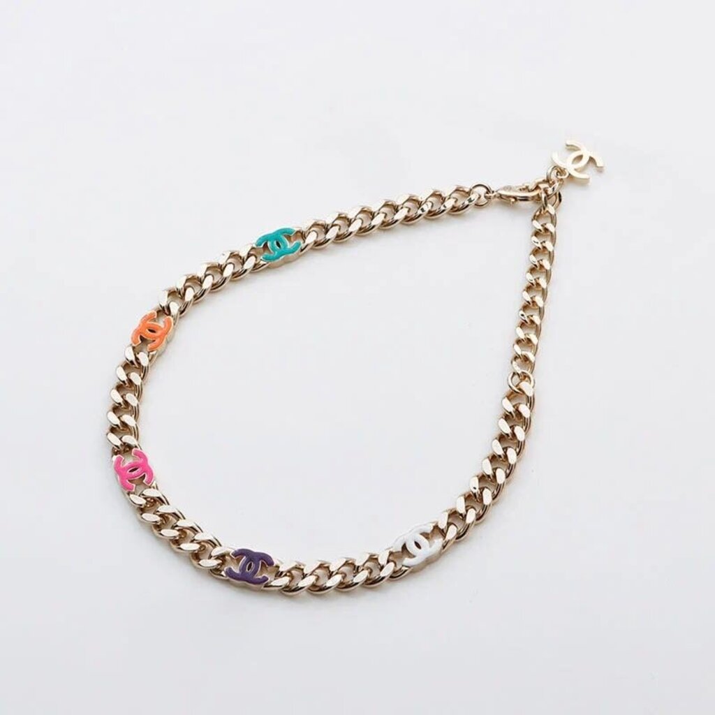 Chanel Colorful Logo Chain Necklace