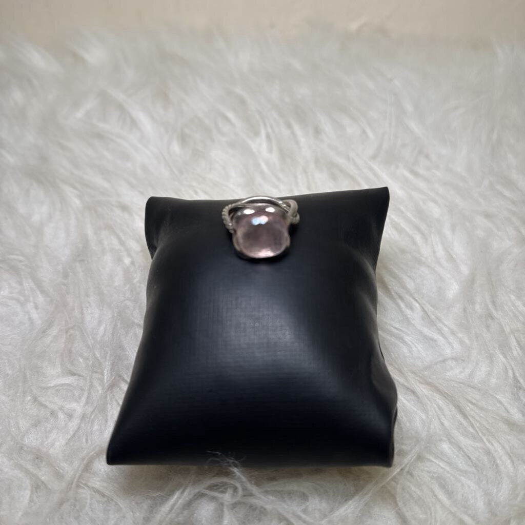 Silver Infinity Ring w/ Pink Quartz Gemstone