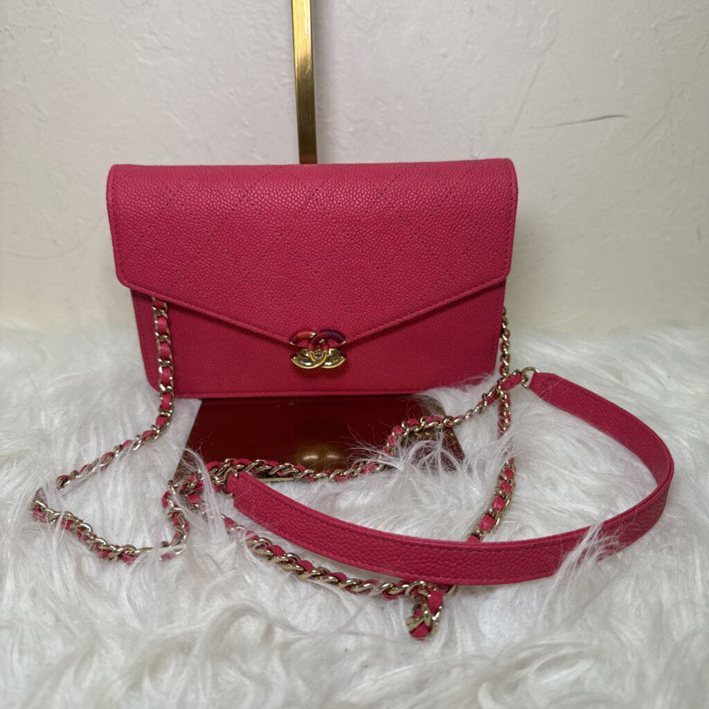 Caviar Leather Paris Cuba Thread Around Wallet on Chain