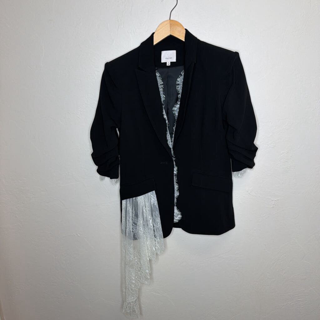 Black w/ White Lace Trim