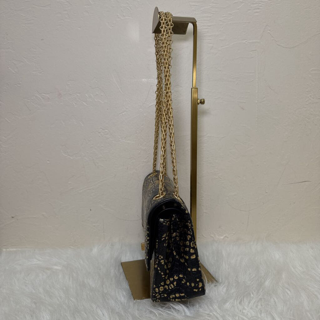 Black Crocodile Embossed Graffiti Reissue 2.55 Flap Bag