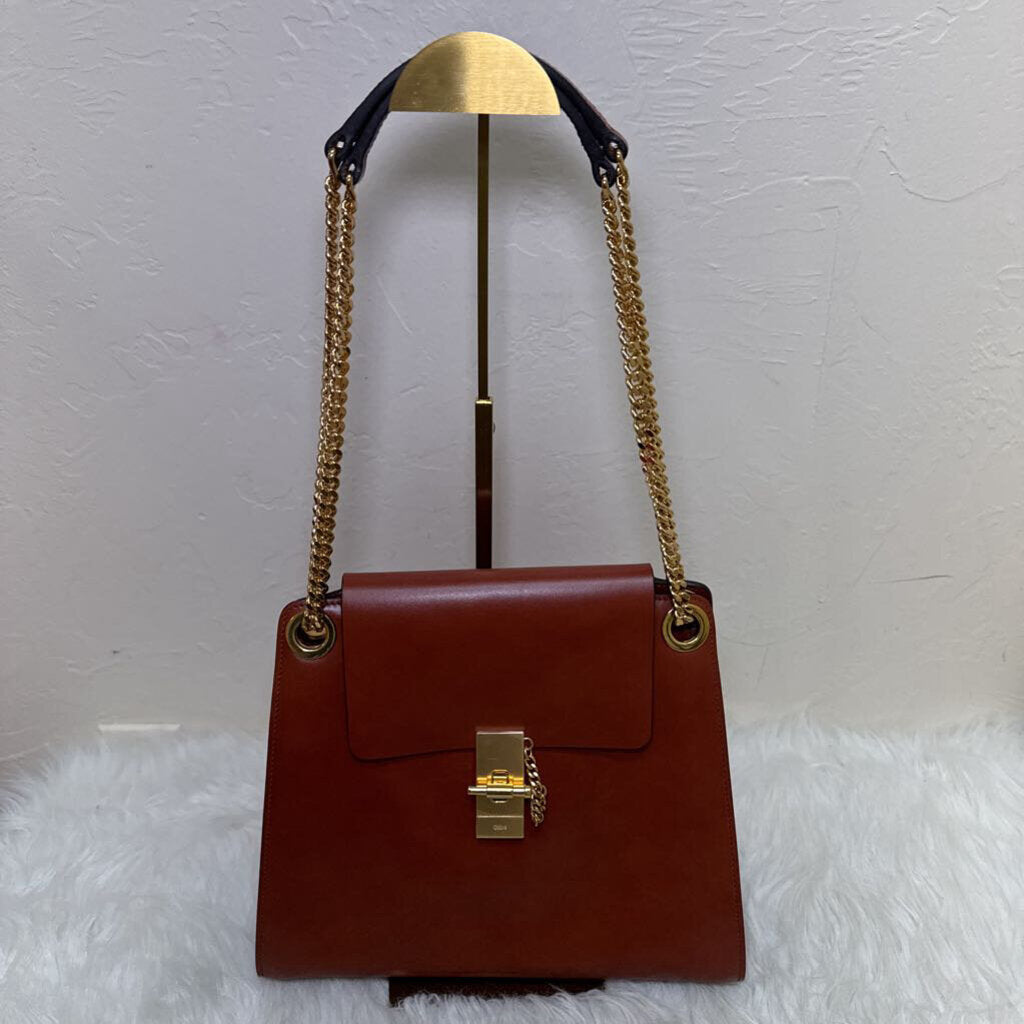 Brown Leather Annie w Chain Strap