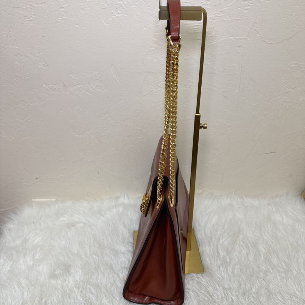 Brown Leather Annie w Chain Strap