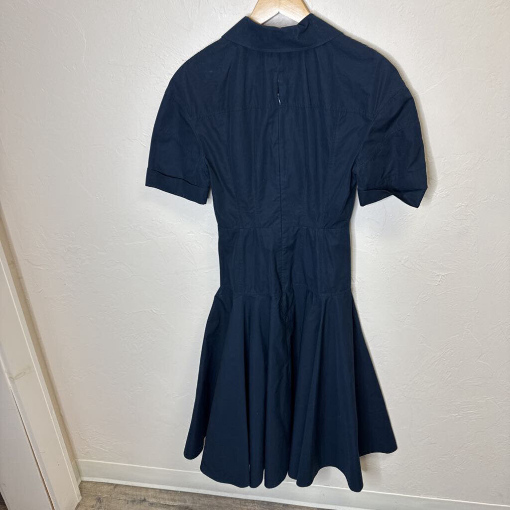 Short Sleeve Midi Dress w/ Buttons and Pleated Skirt
