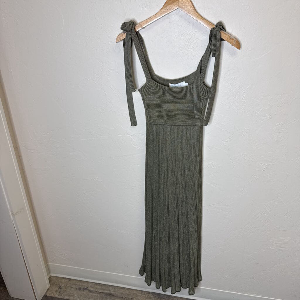 Metallic Maxi Dress w/ Tie Shoulders