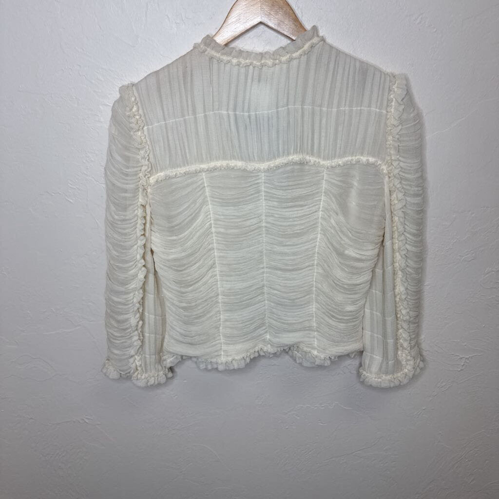 Vintage 06A Ivory Silk Ruched Cardigan Jacket