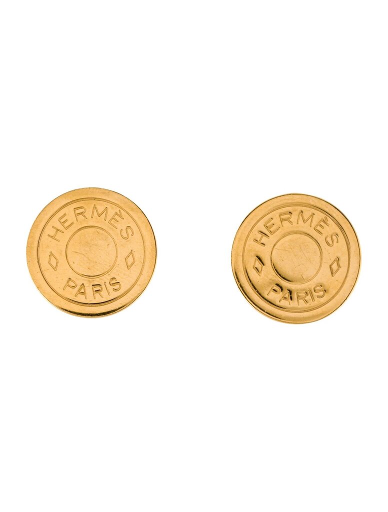 Gold Logo Clip On Earrings