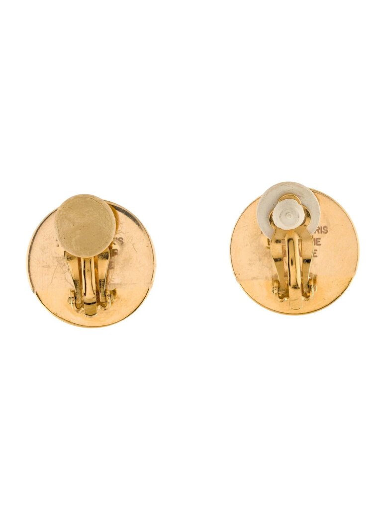 Gold Logo Clip On Earrings