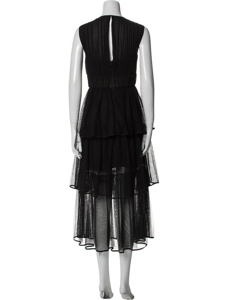 Black Silk Long Sheer Dress