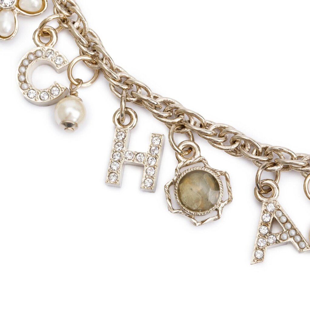 2019 Pearl, Faux Pearl, Enamel & 'Chanel' Charm Necklace