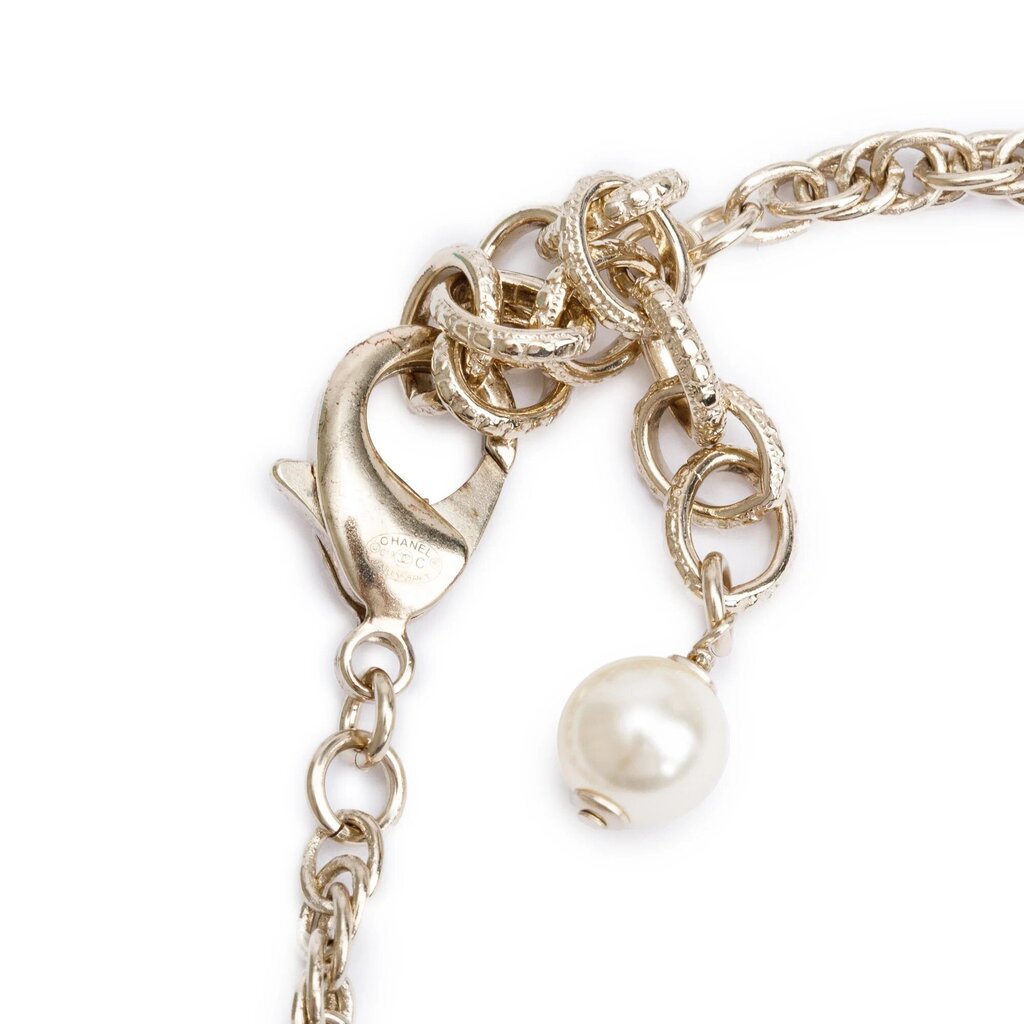 2019 Pearl, Faux Pearl, Enamel & 'Chanel' Charm Necklace