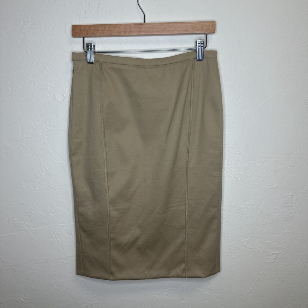 khaki pencil w ruffles