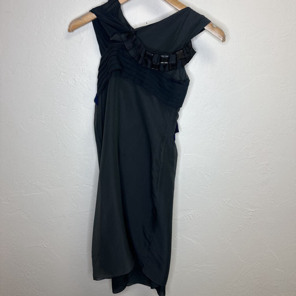 blue/blk cocktail dress w gem insets