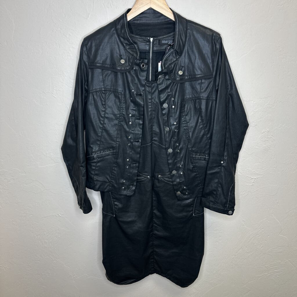 black leather dress