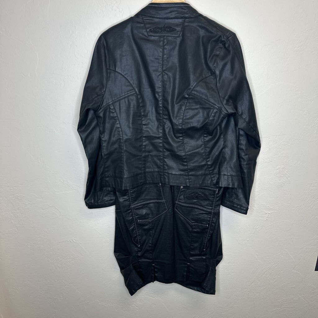 black leather dress