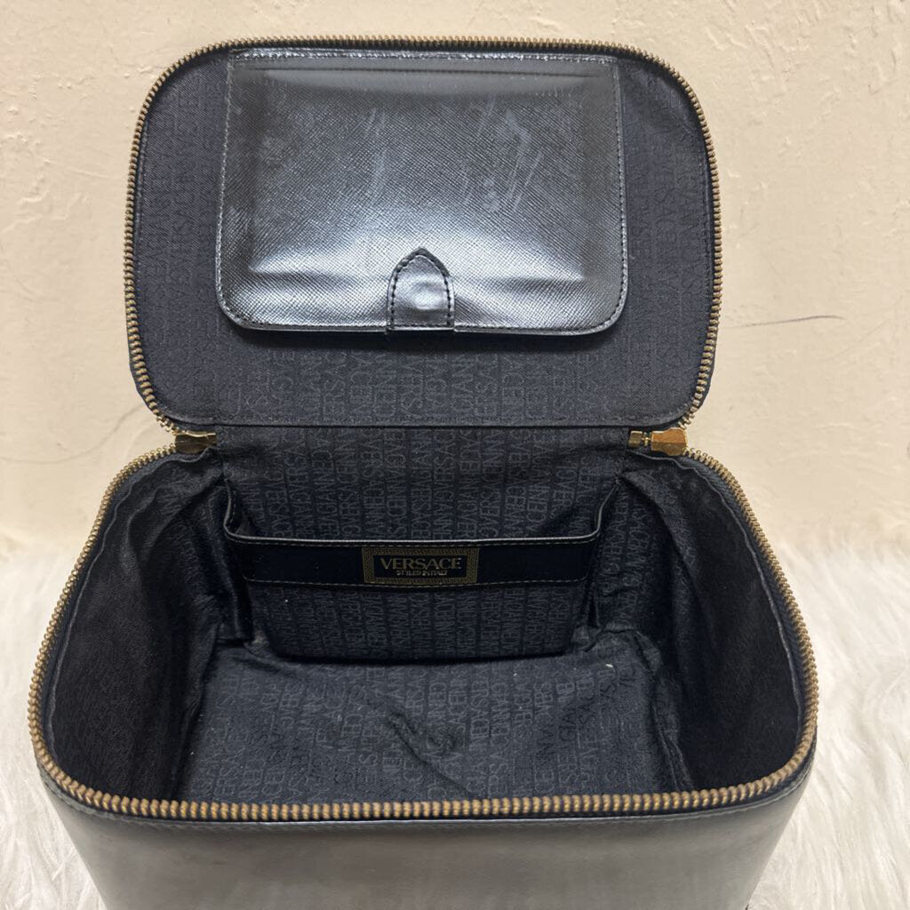 black leather sunburst Medusa vanity case
