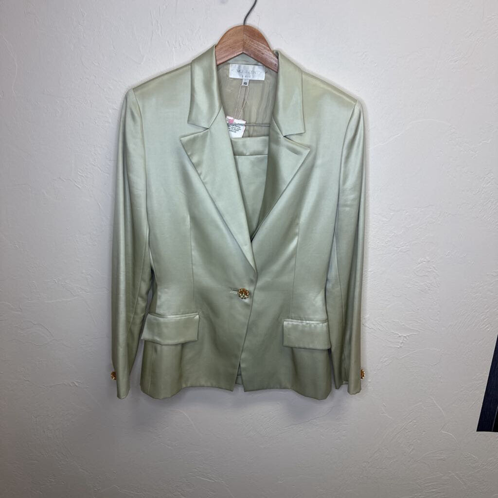 Light green satin suit