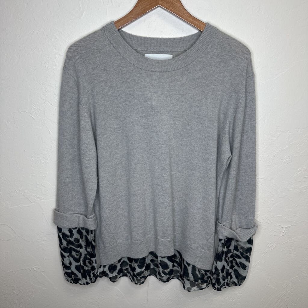 grey &animal print sweater