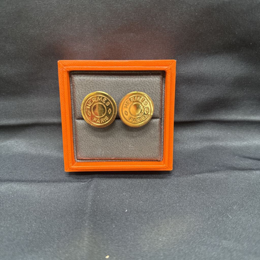 Gold Logo Clip On Earrings