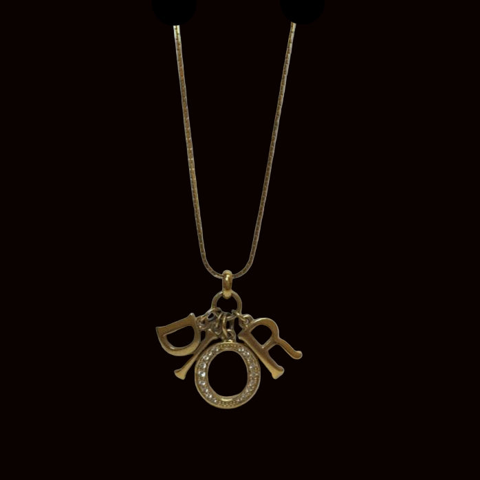 Vintage 'DIOR' Letter Charm Pendant Necklace