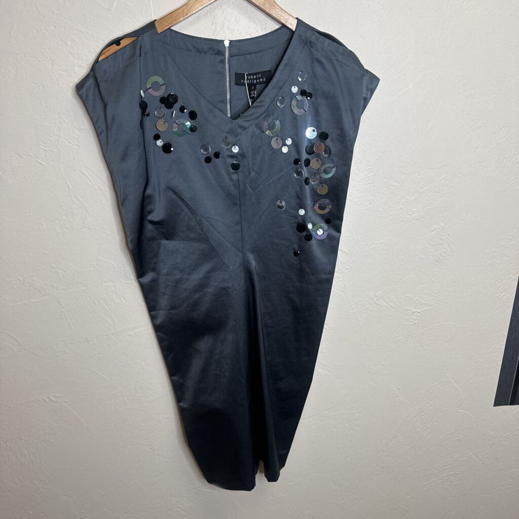 Grey beaded cocktail dress