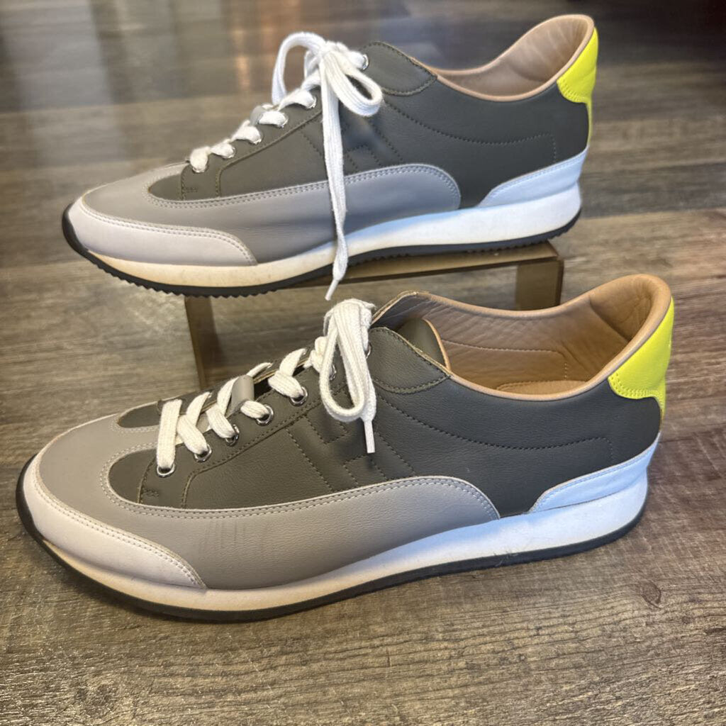 Grey Leather H Logo Sneakers