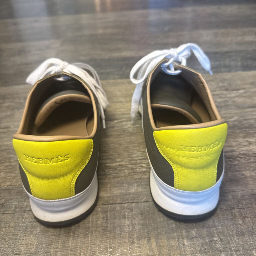 Grey Leather H Logo Sneakers