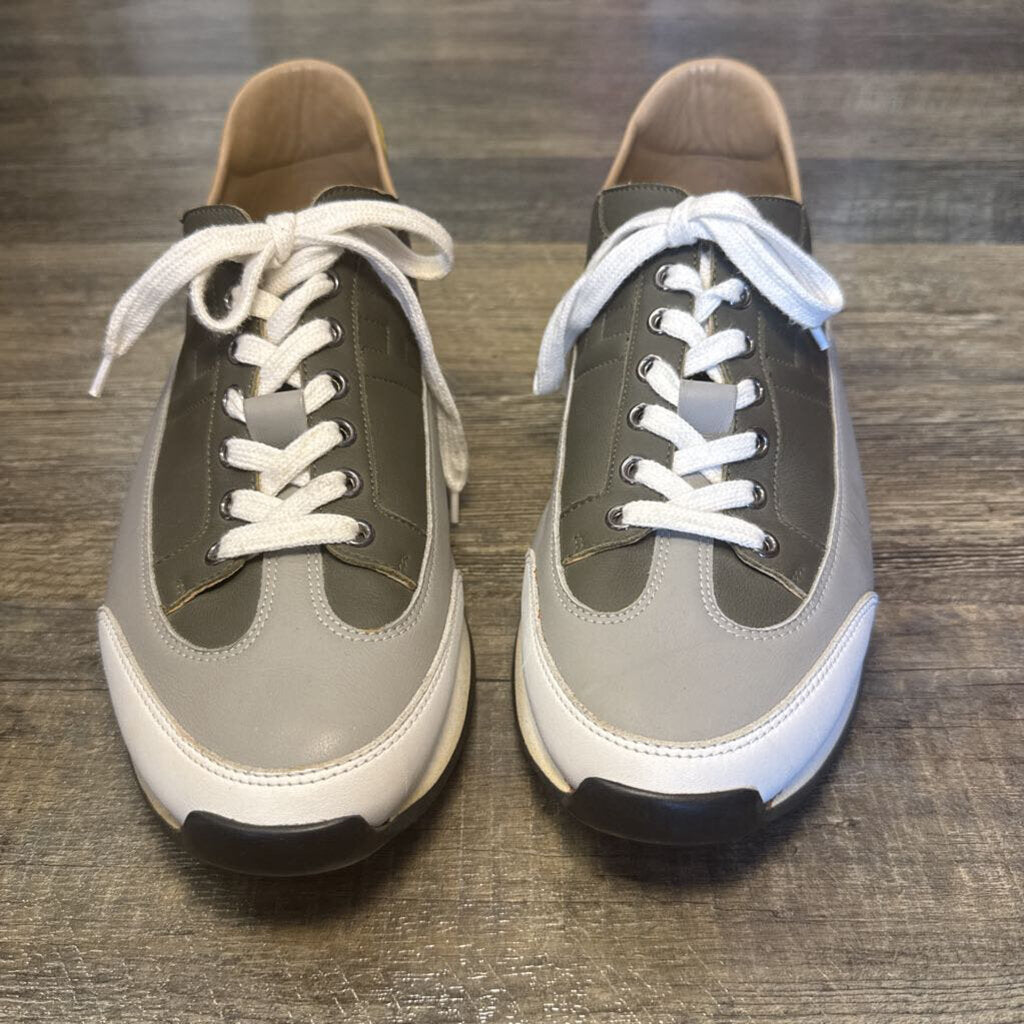Grey Leather H Logo Sneakers