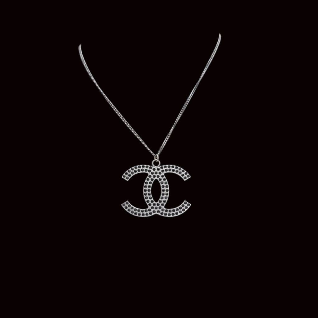Black Ruthenium Black Strass CC Pendant