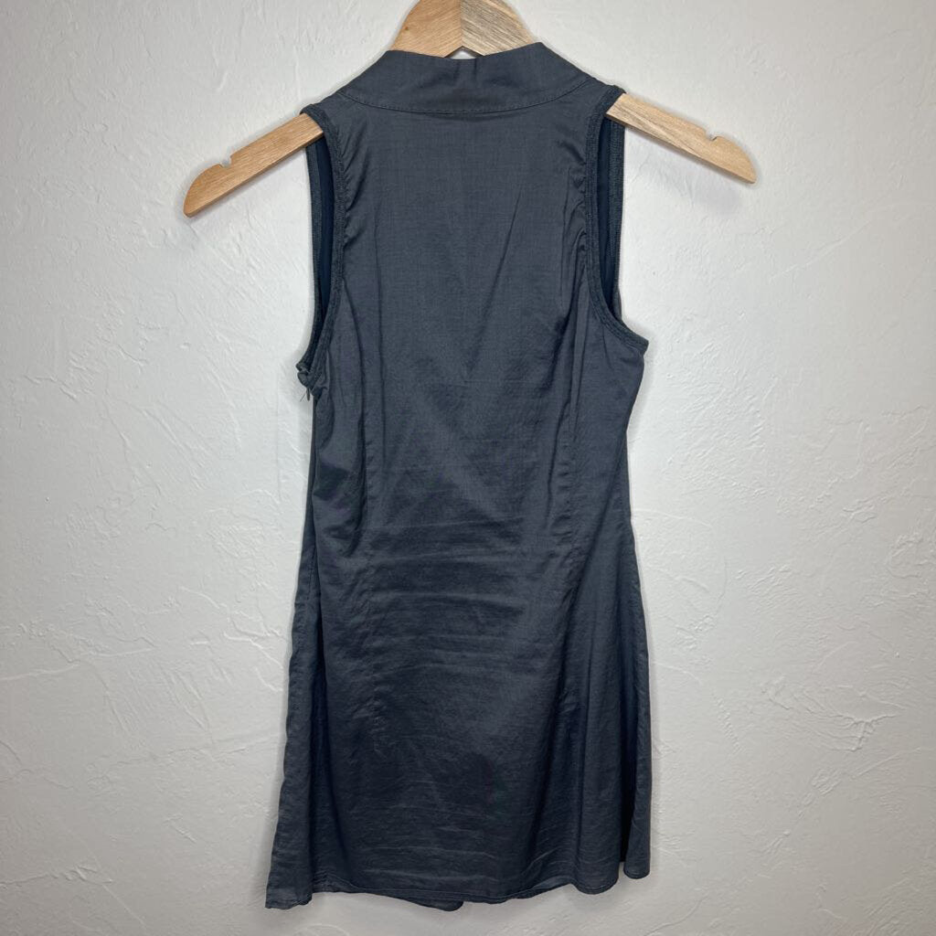 Grey Silk Cowl Neck Sleeveless Top