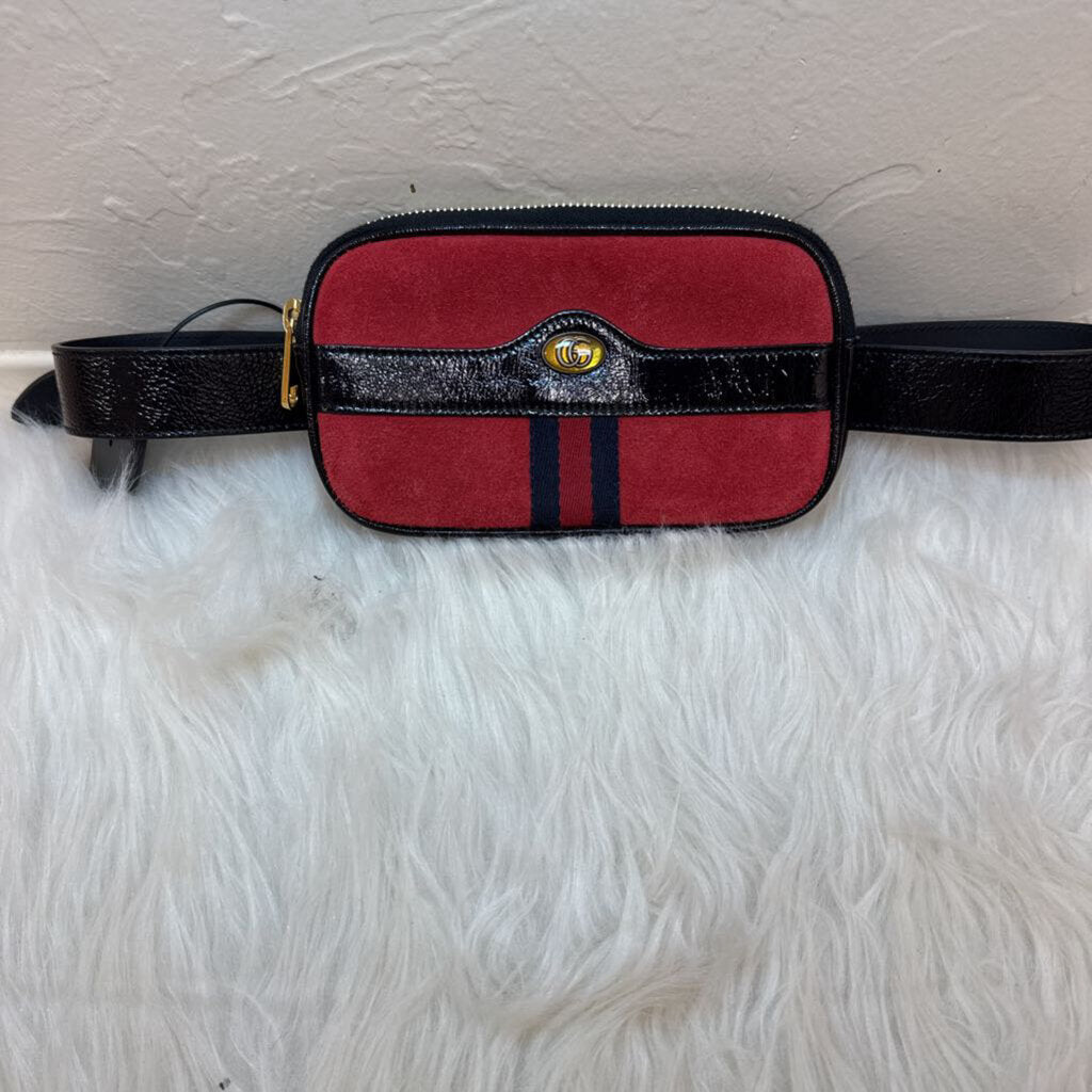 Small Ophidia Red Suede Belt Bag