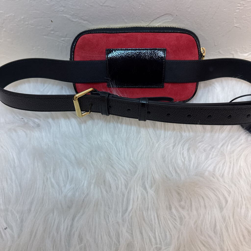 Small Ophidia Red Suede Belt Bag